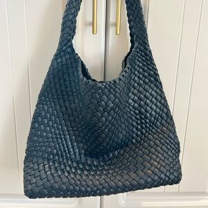 Chic Navy Woven Hobo Bag